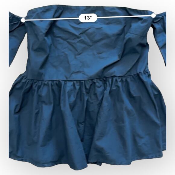 Crescent Brooklyn Poplin Off Shoulder Top in‎ Black Dark Boho Size M - Picture 5 of 8